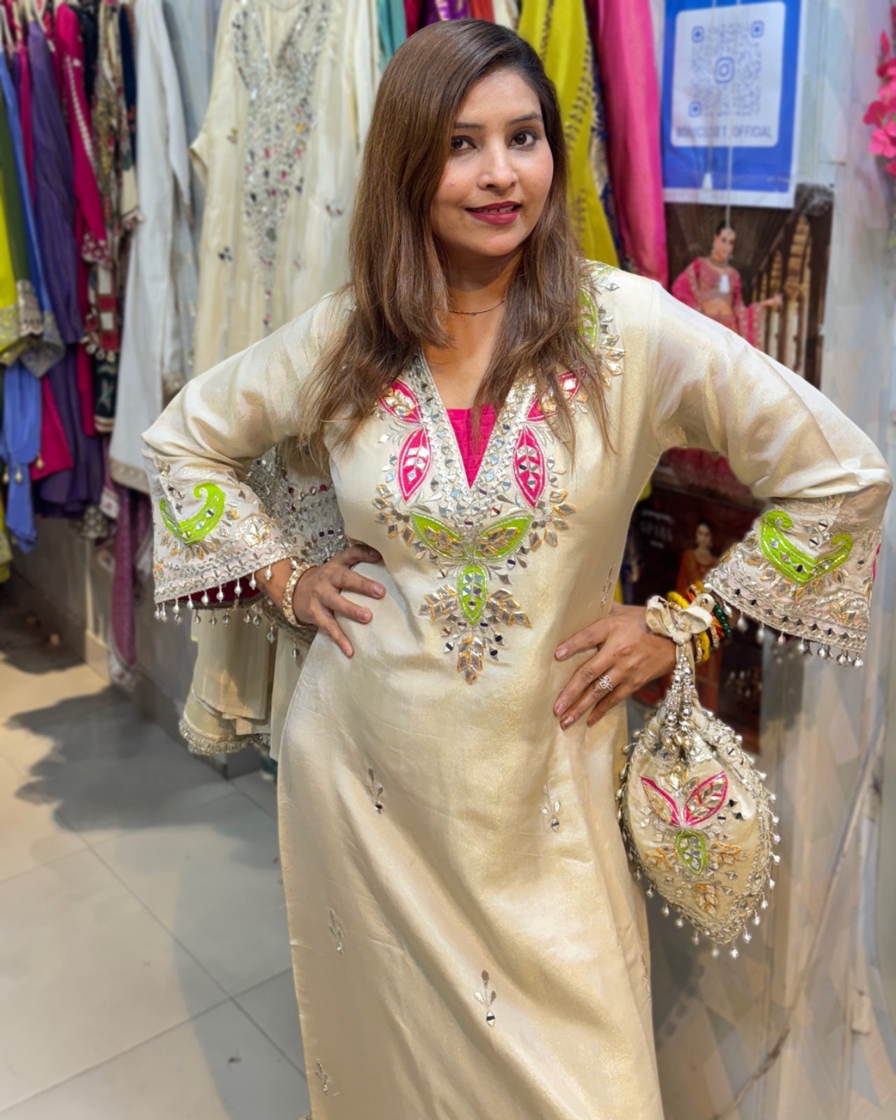 "KAREENA" Tissue Shimmer Long Dress