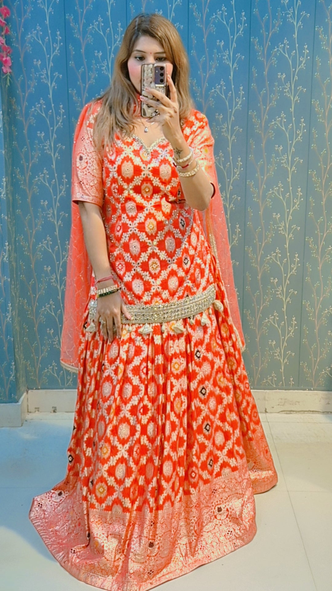 "MYRA" THREE PIECE SET SHORT SHIRT WITH SKIRT AND DUPATTA