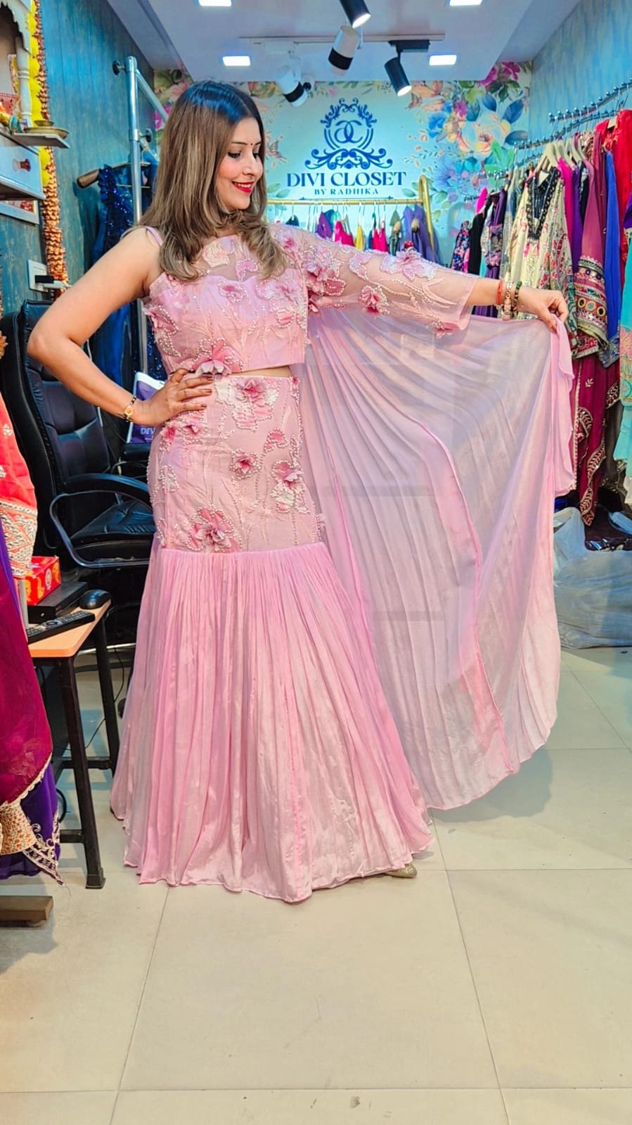 “Petal Whisper" Indowestern