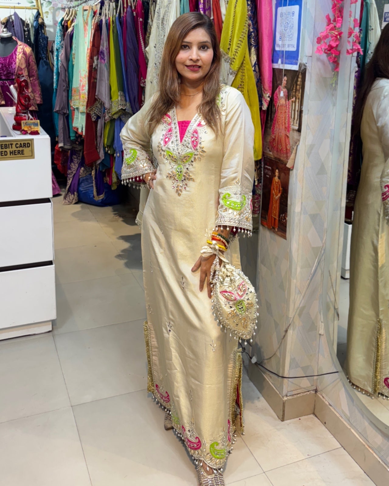 "KAREENA" Tissue Shimmer Long Dress