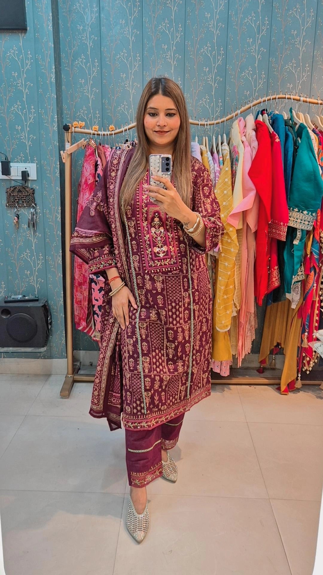 "Maroon Ajrakh "Print Suit Set
