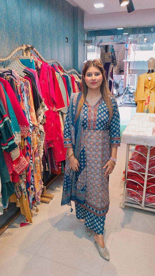 "Block Print" Cotton Suit Set
