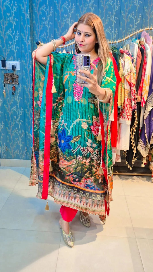 "Hidayat" Green Kaftan With Pants