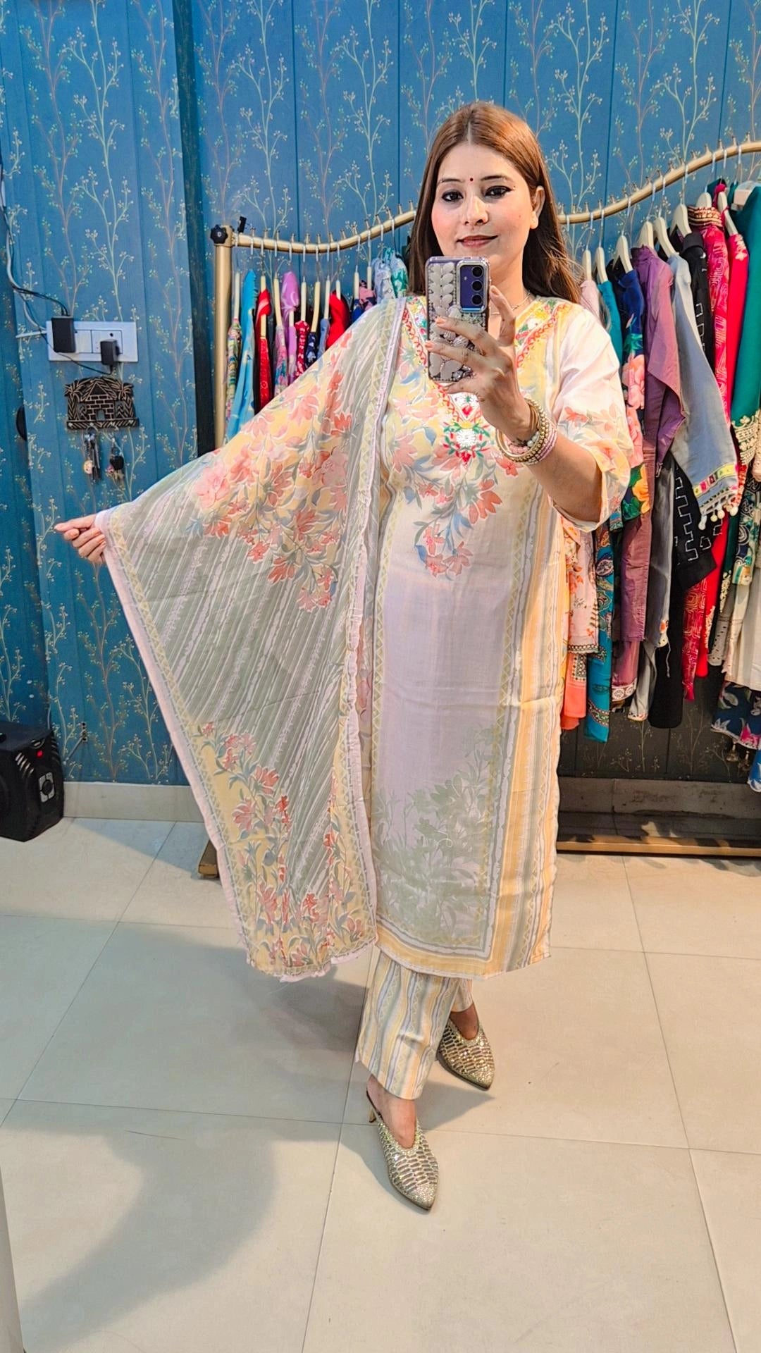 "Pastel Peach" Floral Suit Set