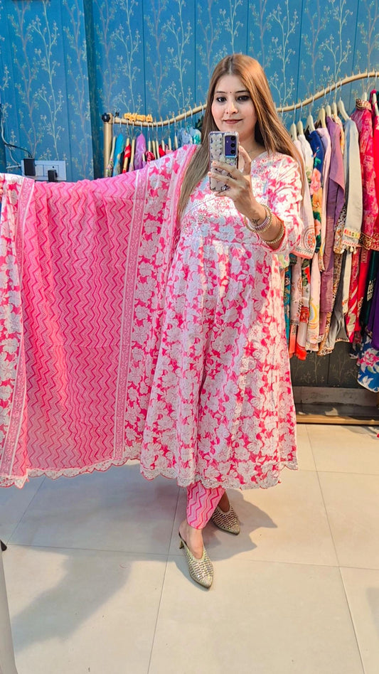 "Floral Anarkali Suit Set"