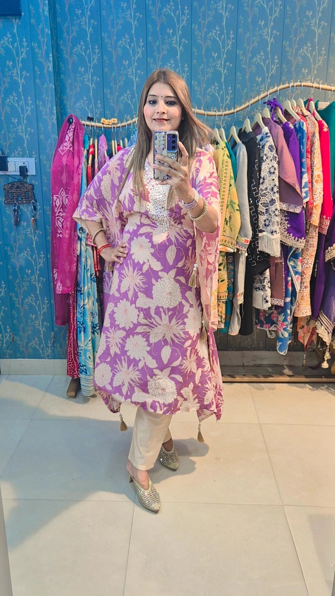 "FLORIA" Pure Crepe Kaftan With Pants