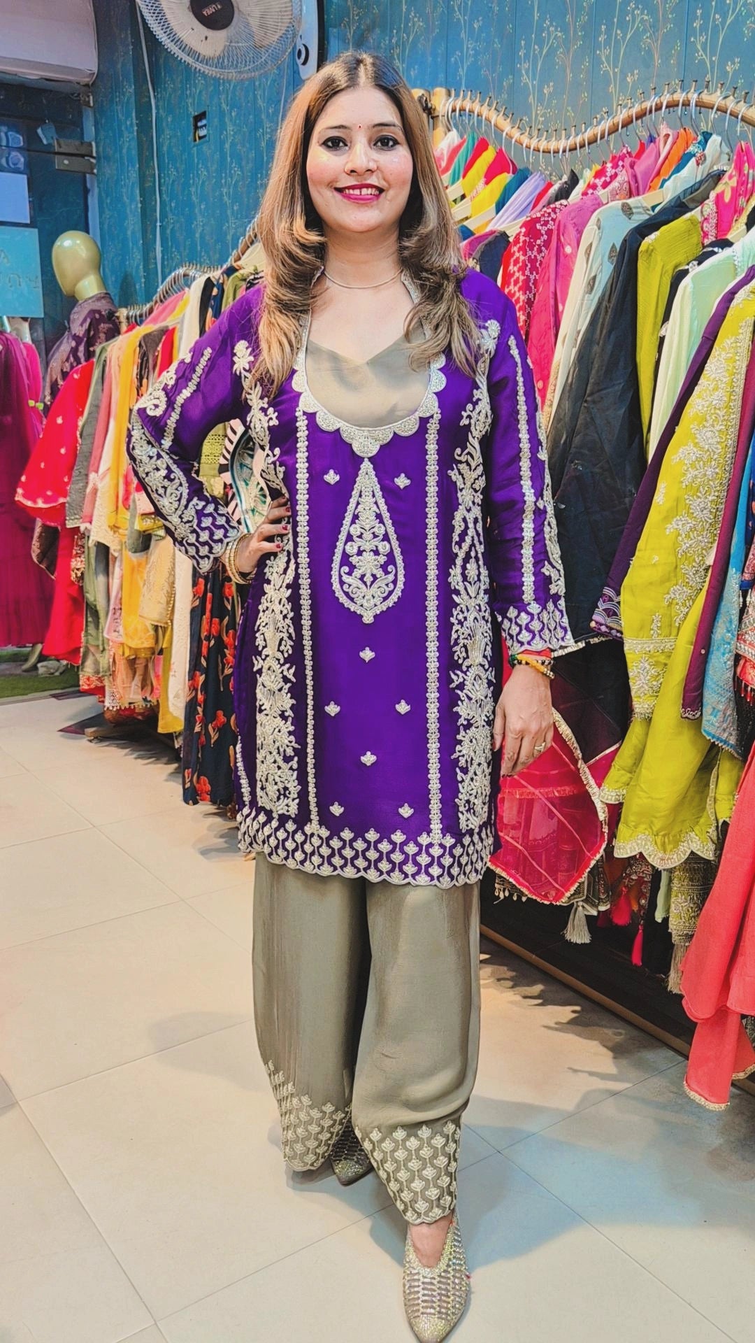 "Royal Orchid "Embroidered Farshi Set