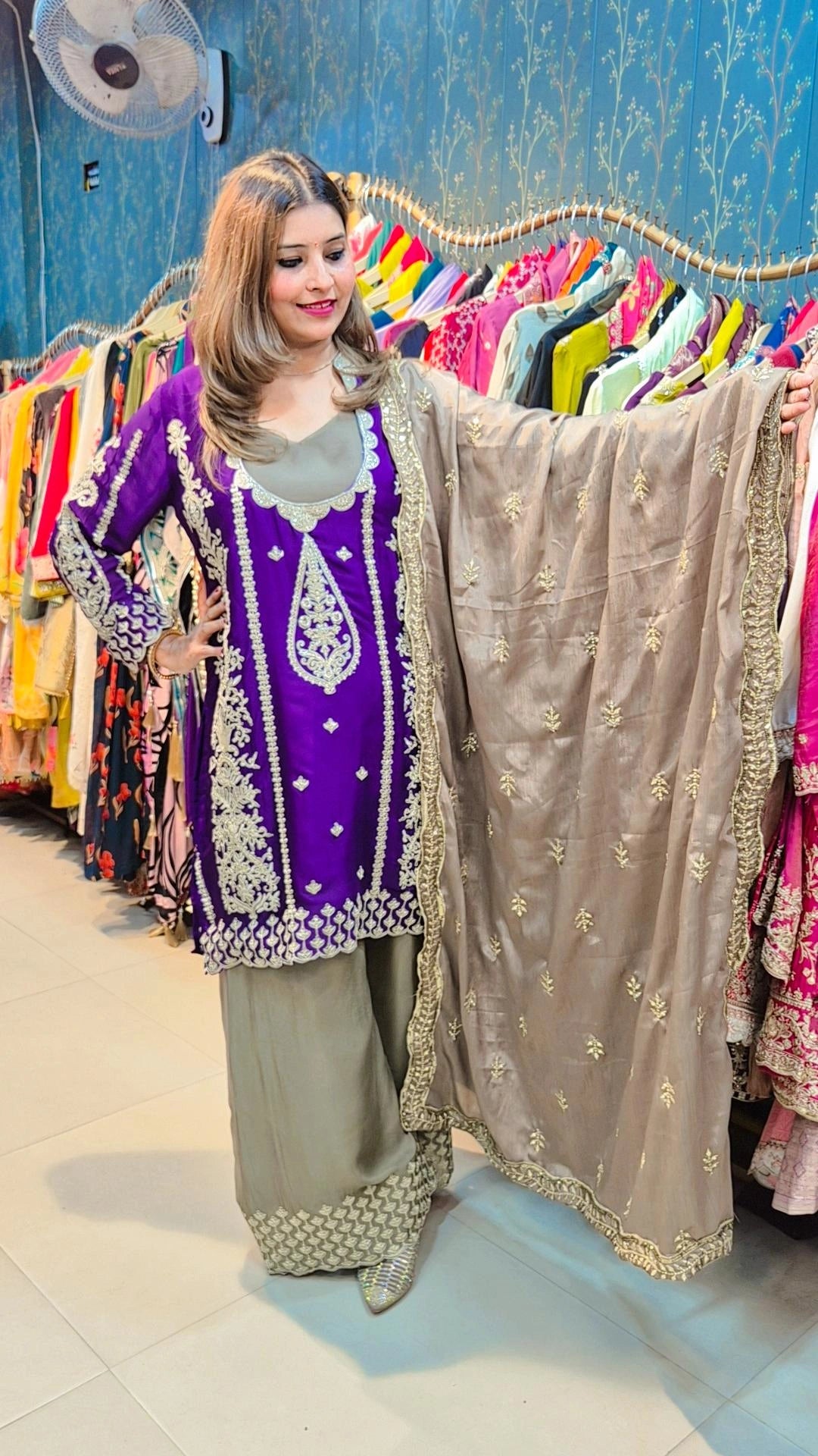 "Royal Orchid "Embroidered Farshi Set