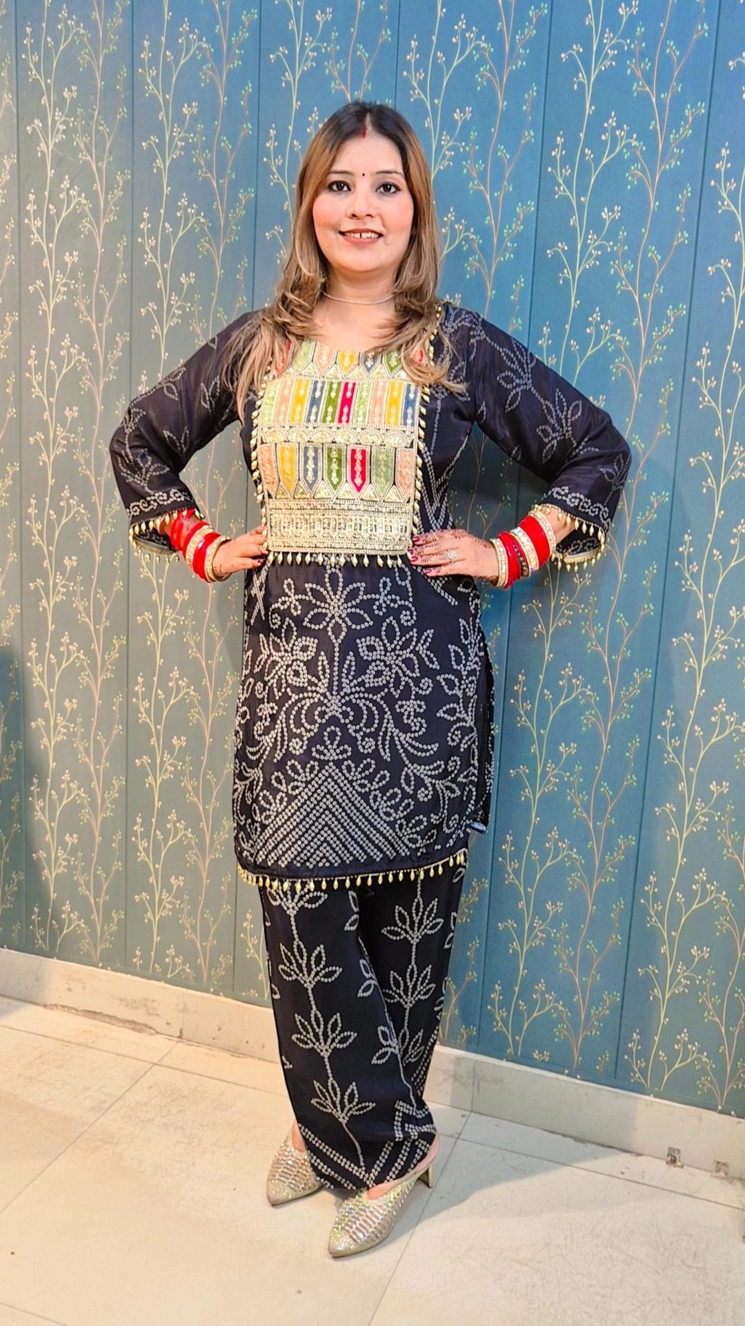 Midnight Mirror Embroidered Coord Set