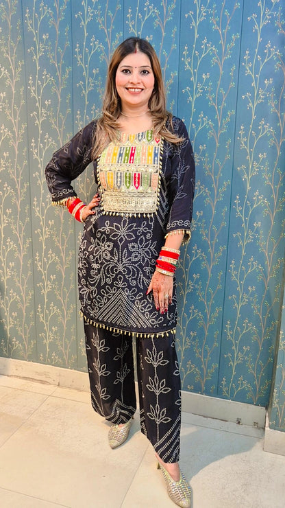 Midnight Mirror Embroidered Coord Set