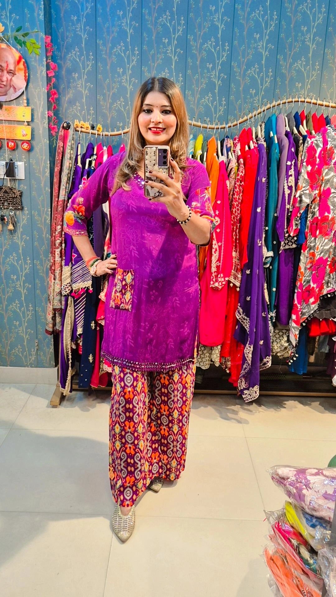 "Pocket Glow" Crepe Co-ord with Palzoo