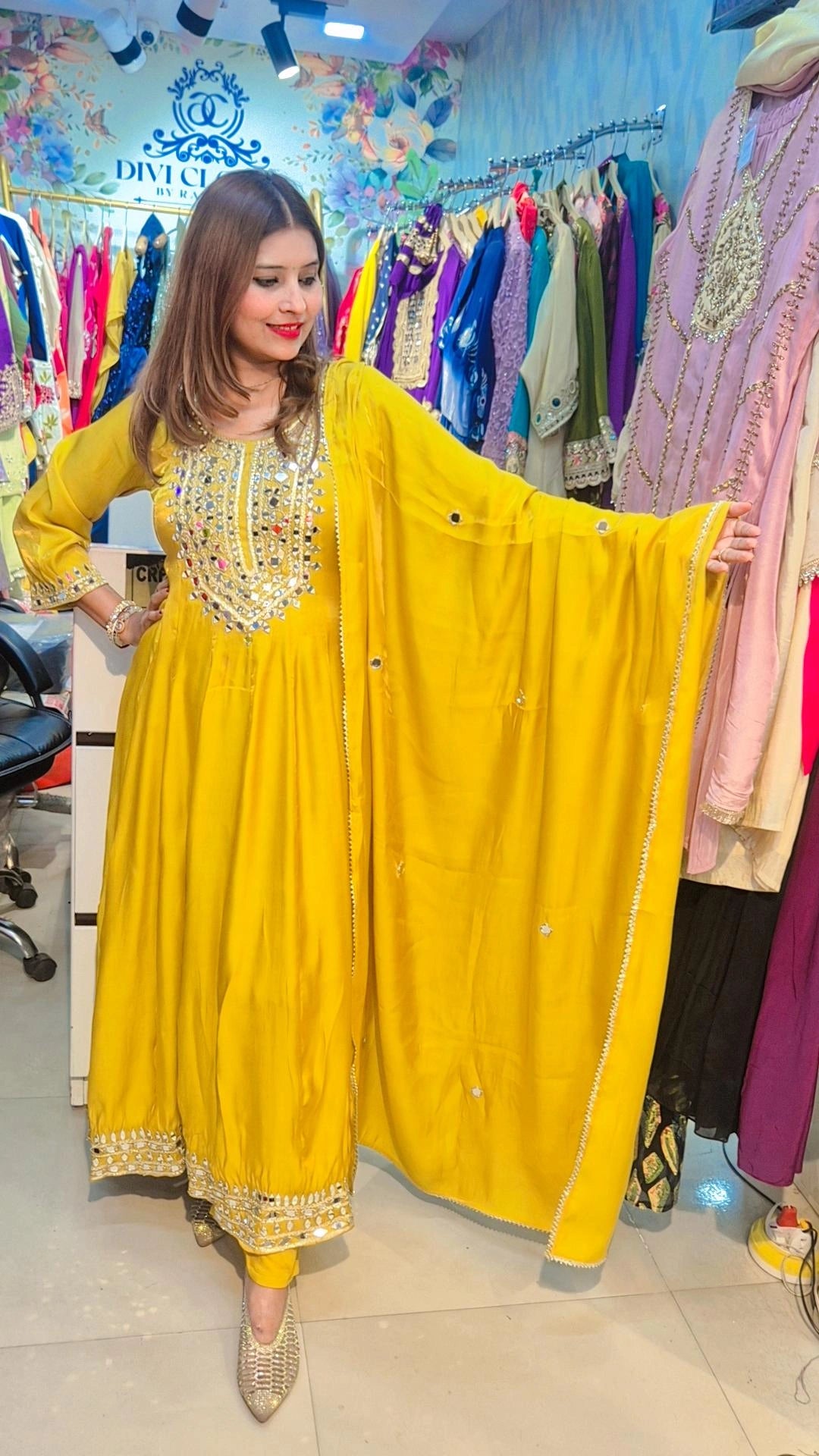 ANARKALI SUIT WITH  POTLI FULL MIROR EMBROIDERY