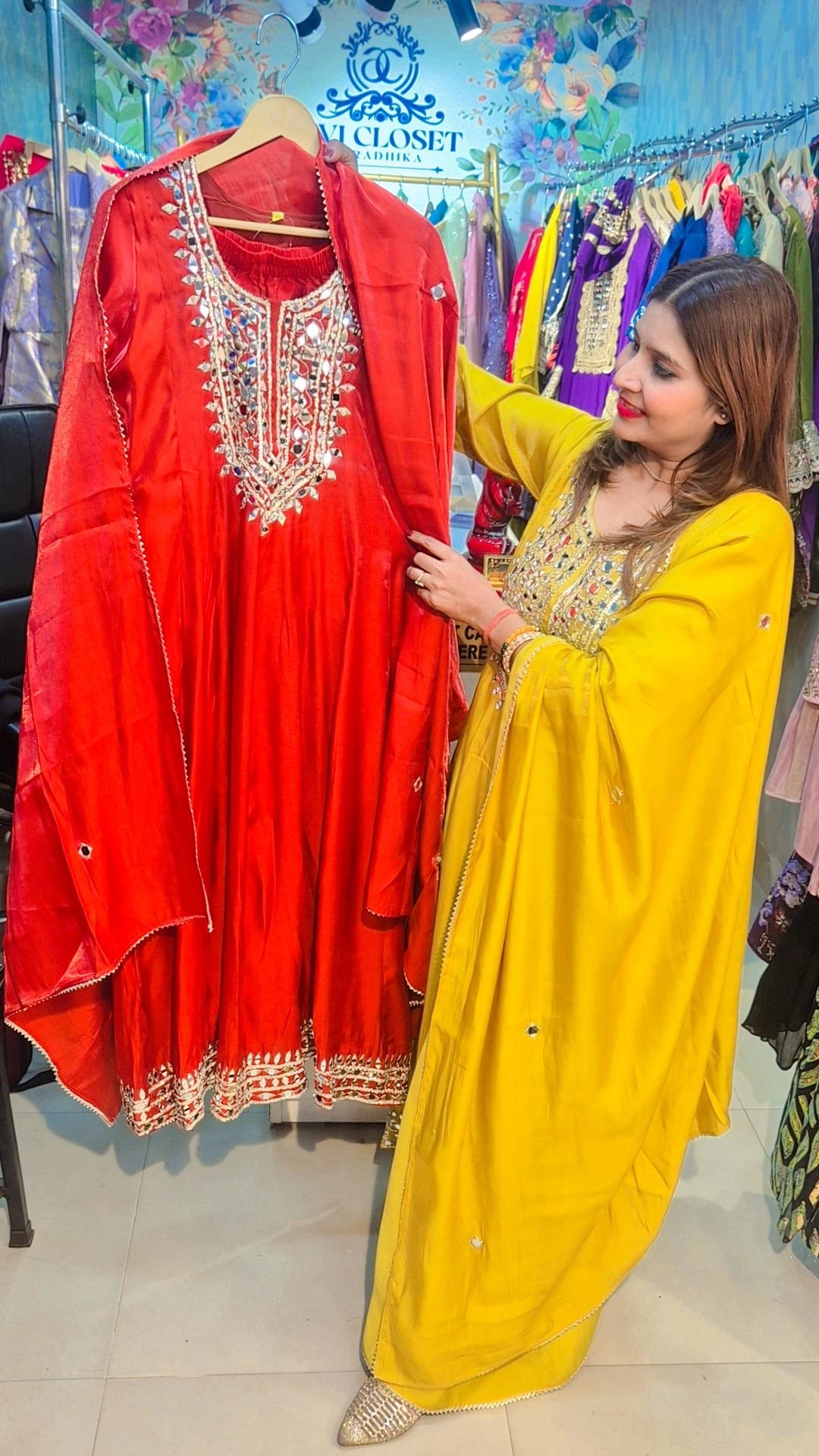 ANARKALI SUIT WITH  POTLI FULL MIROR EMBROIDERY