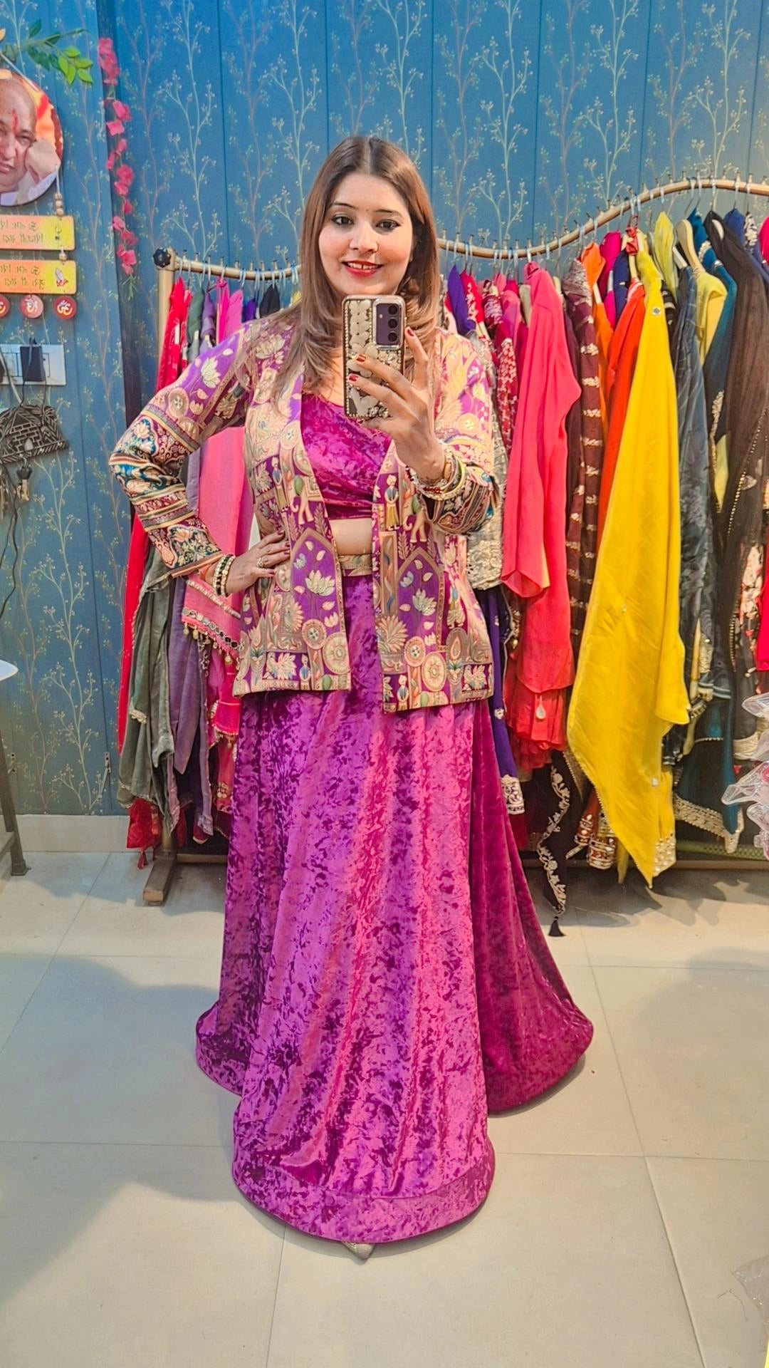 PURPLE HERITAGE JACKET STYLE LEHNGA