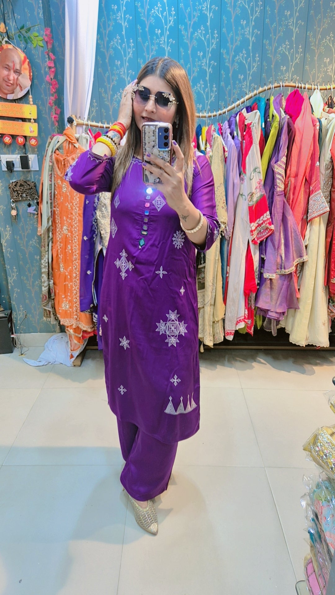 DIVI Mirror Work Cotton Ensemble Coord Set