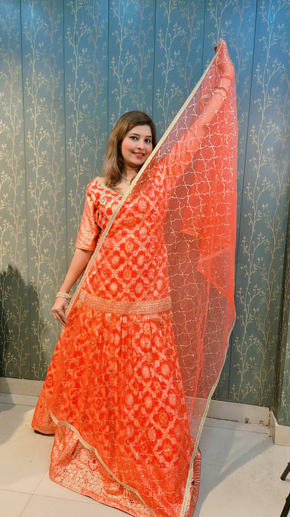"MYRA" THREE PIECE SET SHORT SHIRT WITH SKIRT AND DUPATTA