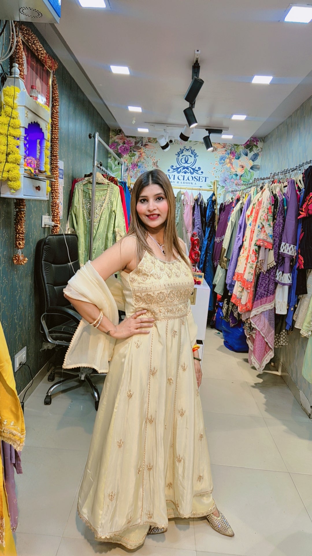 Ivory Aura Anarkali Suit With Palazzo and Dupatta