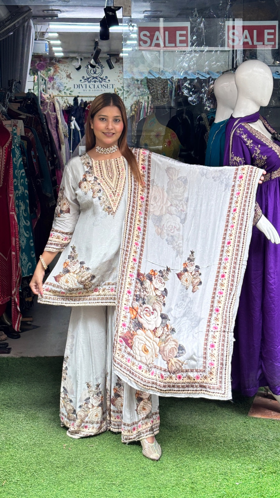 "Adaa Royale"  CREPE SHARARA THREE PIECE SET