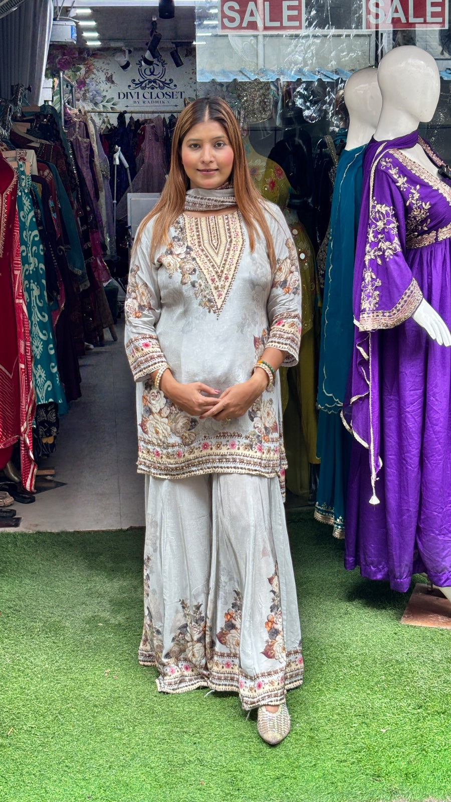 "Adaa Royale"  CREPE SHARARA THREE PIECE SET